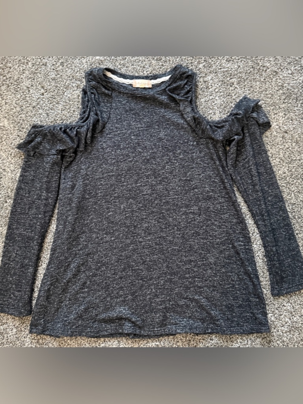 Altar'd State Charcoal Cold-Shoulder Long Sleeve Top